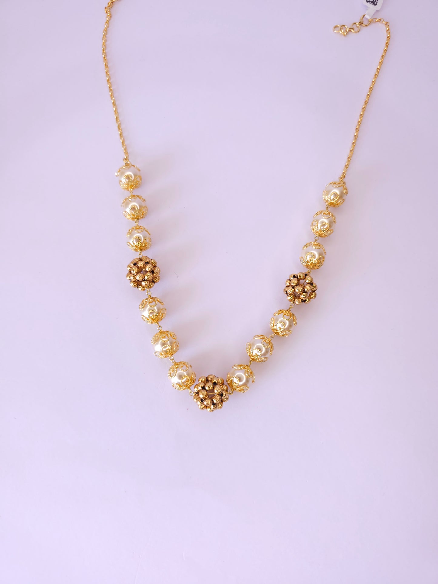 Golden Pearl Cluster Necklace