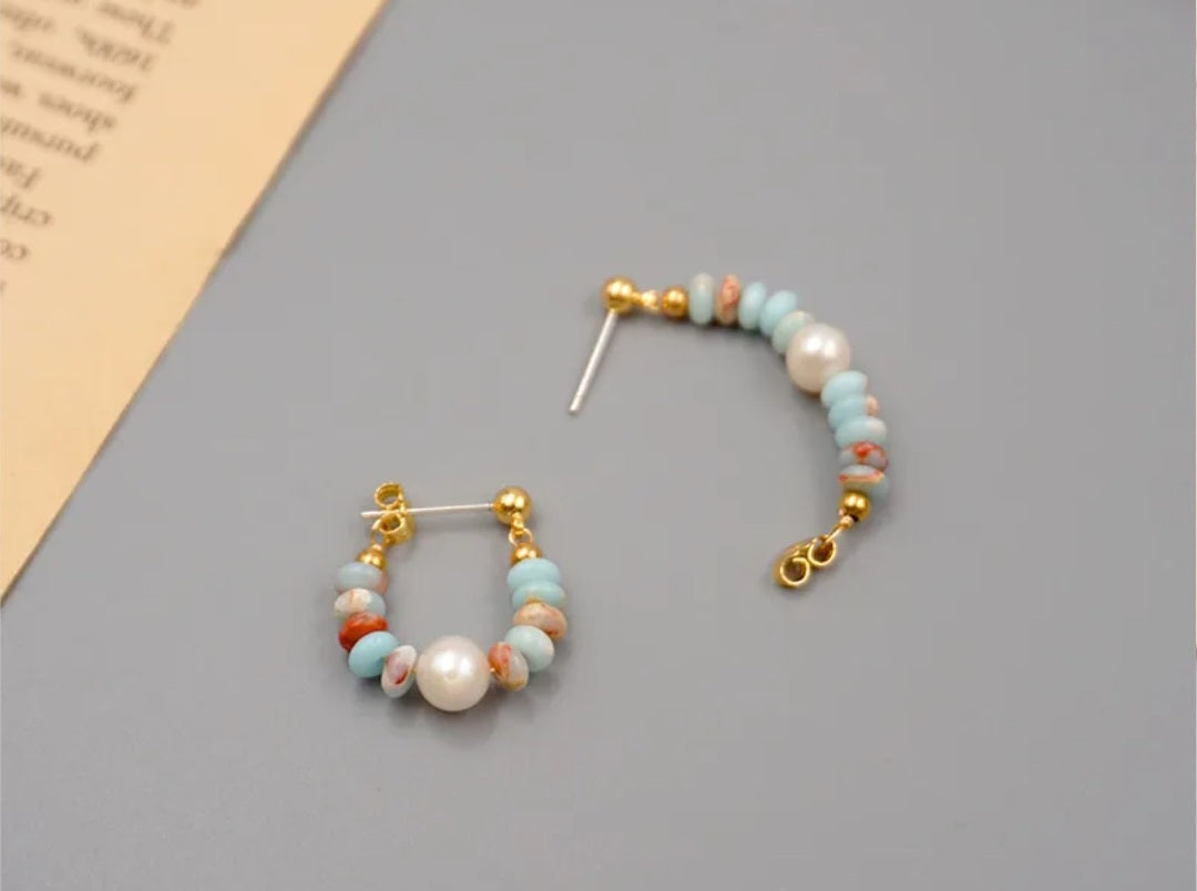 Ocean Pearl Hoops