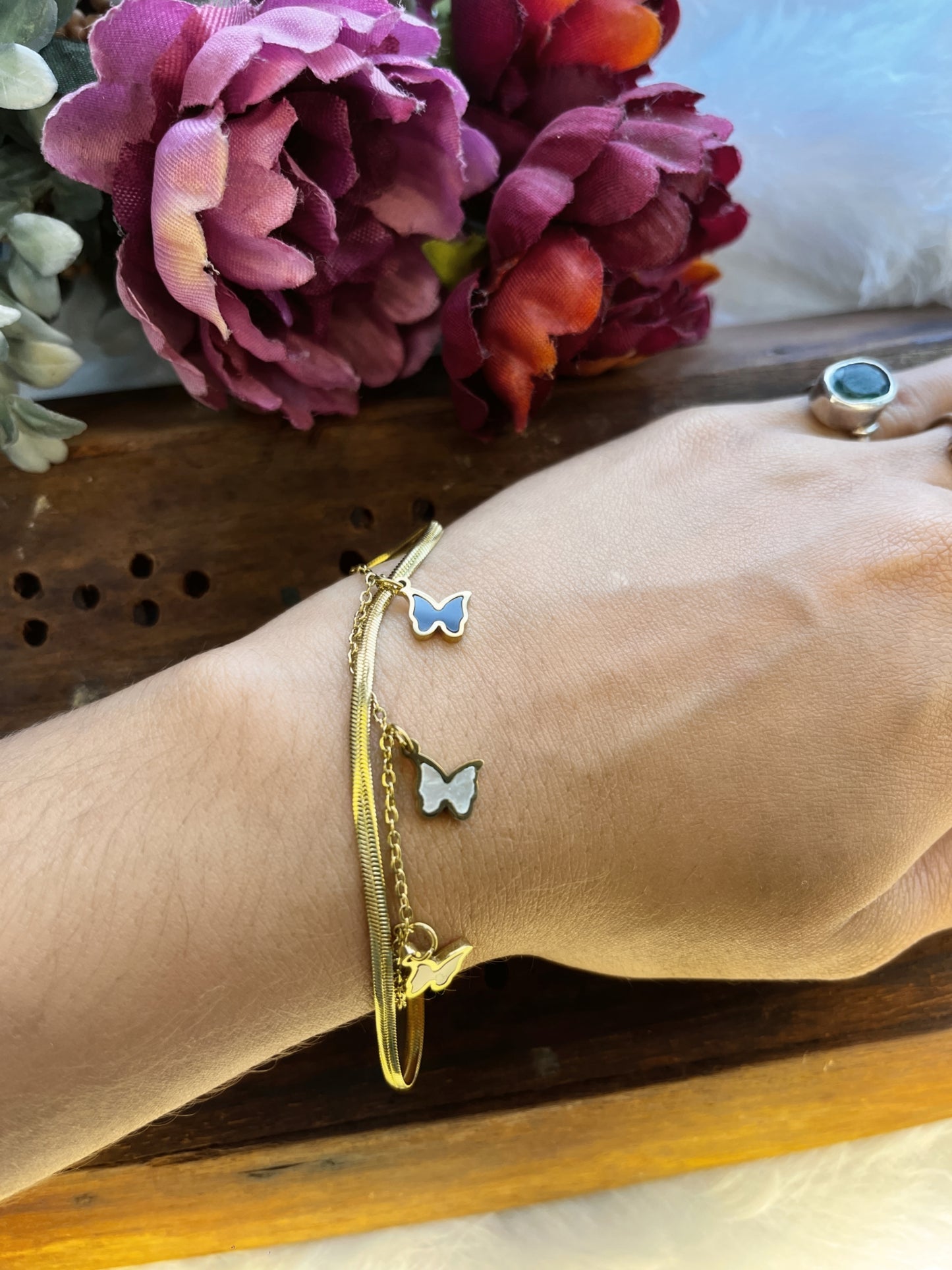 Golden Butterfly Charm Bracelet