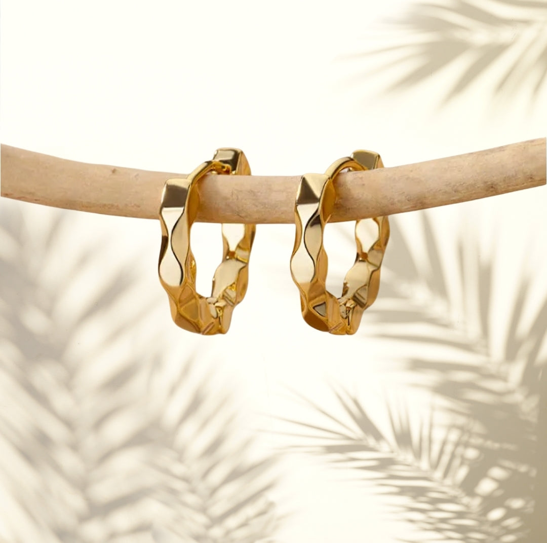 Wave Gold Hoops