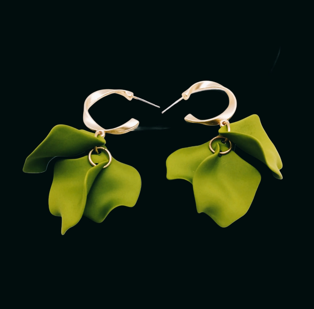 Leaf Charm Hoops
