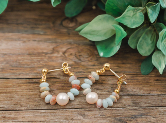 Ocean Pearl Hoops