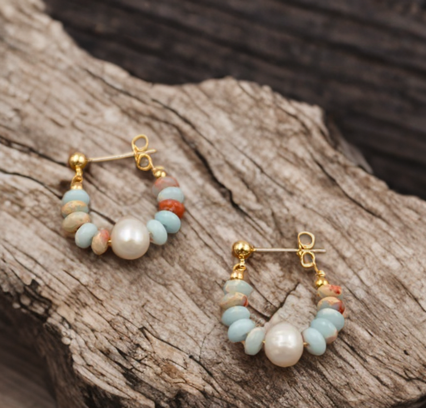 Ocean Pearl Hoops