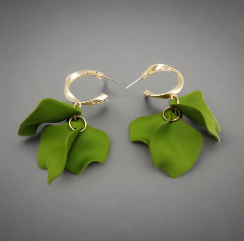 Leaf Charm Hoops